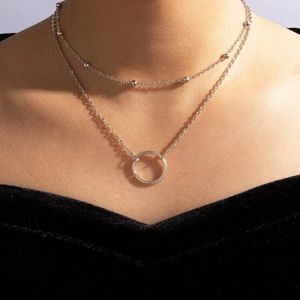 ⭐️ Awesome Boho Double Layered Balls And Hoop Ring Chains Necklace ⭐️